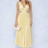 VESTIDO MIDI PLISSADO COM DECOTE CRUZADO