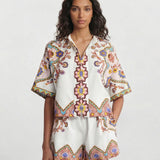 CONJUNTO DE CAMISA ESTAMPADO BOHO ÉTNICO