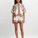 CONJUNTO DE CAMISA ESTAMPADO BOHO ÉTNICO