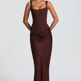 VESTIDO LONGO ESPARTILHO DRAPEADO