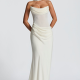VESTIDO COMPRIDO DRAPEADO COSTAS CORSELETE