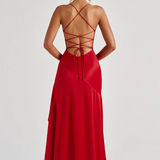 VESTIDO COMPRIDO COSTAS CRUZADAS FOLHOS