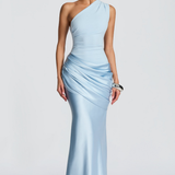 VESTIDO COMPRIDO ASSIMÉTRICO EFEITO ACETINADO