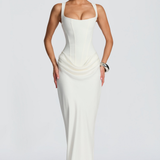 VESTIDO LONGO ESPARTILHO DRAPEADO