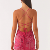 VESTIDO CURTO BORDADO COSTAS CRUZADAS