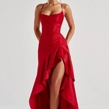 VESTIDO COMPRIDO COSTAS CRUZADAS FOLHOS