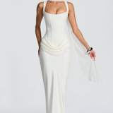 VESTIDO LONGO ESPARTILHO DRAPEADO