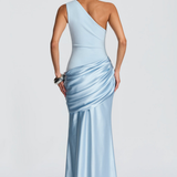 VESTIDO COMPRIDO ASSIMÉTRICO EFEITO ACETINADO