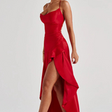 VESTIDO COMPRIDO COSTAS CRUZADAS FOLHOS