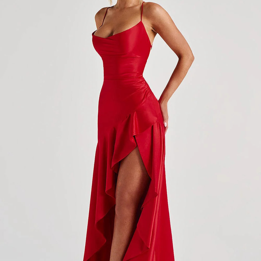 VESTIDO COMPRIDO COSTAS CRUZADAS FOLHOS