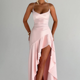 VESTIDO COMPRIDO COSTAS CRUZADAS FOLHOS