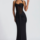 VESTIDO LONGO HALTER COM RUCHES