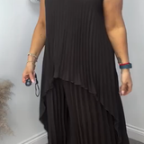 Conjunto Sherry™ de Top Midi Plissado e Calças Largas