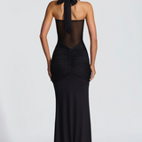 VESTIDO LONGO HALTER COM RUCHES