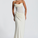VESTIDO COMPRIDO DRAPEADO COSTAS CORSELETE