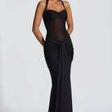 VESTIDO LONGO HALTER COM RUCHES