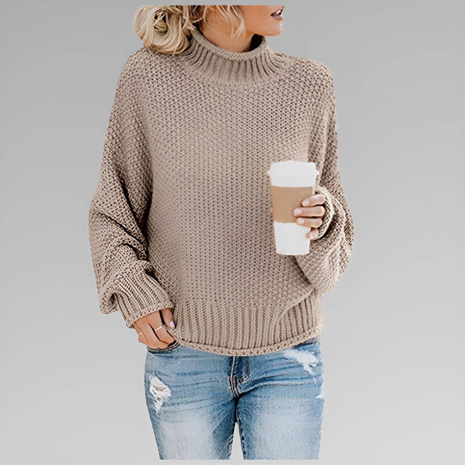 Amy - Pullover de Gola Alta Contemporâneo e Quente