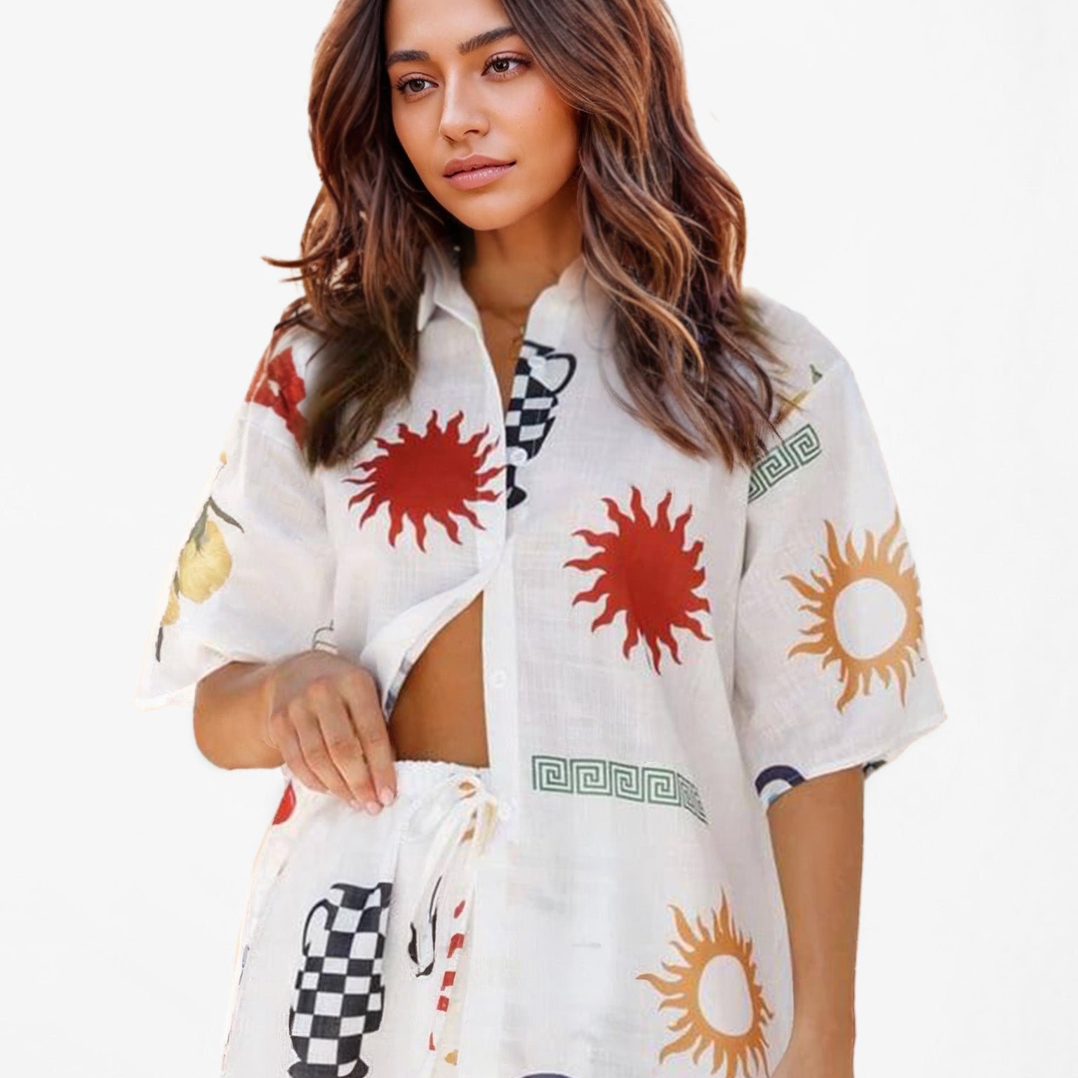 CONJUNTO DE DUAS PEÇAS COM ESTAMPADO GEOMÉTRICO