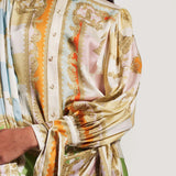 VESTIDO TIPO CAMISA DE CETIM ESTAMPADO