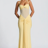 VESTIDO LONGO HALTER COM RUCHES