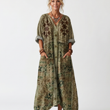 Aleta | Vestido Midi Oversized com Botão à Frente e Bolsos