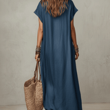Vestido maxi boémio de caimento fluido sem esforço