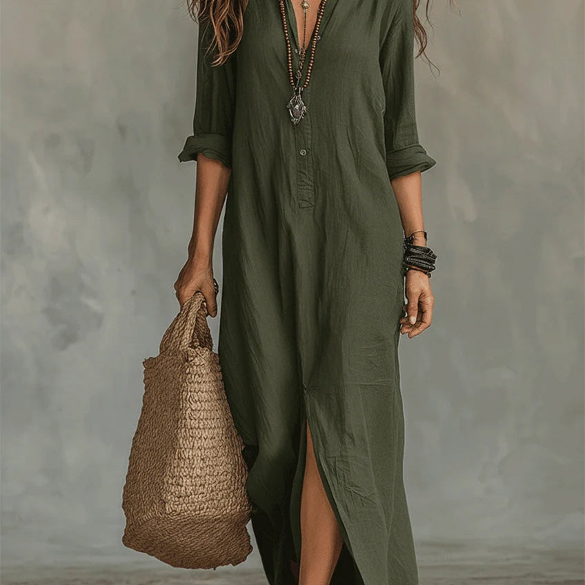 WILLOW | Vestido Maxi Sem Esforço com Silhueta Lisonjeira para Uso Diário Versátil