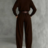 Conjunto Jessica™ Top Elegante & Calças de Perna Reta
