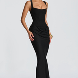 VESTIDO LONGO ESPARTILHO DRAPEADO