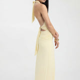 VESTIDO COMPRIDO HALTER COM COSTAS ABERTAS
