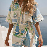 CONJUNTO ESTAMPADO COM SAIA CRUZADA