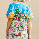 CONJUNTO ESTAMPADO DE DUAS PEÇAS – ESTILO CAMISEIRO