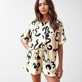 CONJUNTO DE DUAS PEÇAS COM ESTAMPADO ABSTRATO DE PINCELADAS