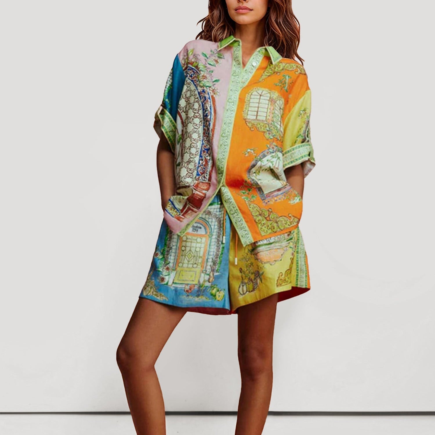 CONJUNTO DE CAMISA ESTAMPADO OVERSIZE