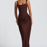 VESTIDO LONGO ESPARTILHO DRAPEADO
