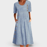 Josipa - Vestido Midi Confortável às Riscas