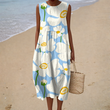 Vestido de Verão Sem Mangas Confortável