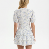 VESTIDO CURTO FLUIDO COM FOLHOS