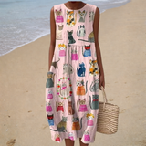 Vestido de Verão Sem Mangas Confortável