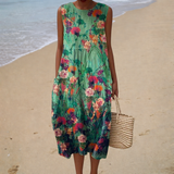 Vestido de Verão Sem Mangas Confortável