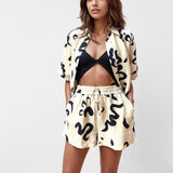 CONJUNTO DE DUAS PEÇAS COM ESTAMPADO ABSTRATO DE PINCELADAS