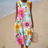 Vestido de Verão Sem Mangas Confortável