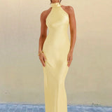 ZEYNEP | Elegante Maxi Vestido de Cetim com Decote Halter