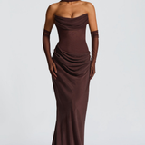 VESTIDO COMPRIDO DRAPEADO COSTAS CORSELETE