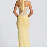 VESTIDO LONGO HALTER COM RUCHES