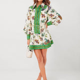 VESTIDO CAMISEIRO MINI ESTAMPADO COM CINTURA AJUSTÁVEL