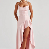 VESTIDO COMPRIDO COSTAS CRUZADAS FOLHOS