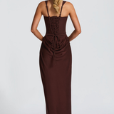 VESTIDO LONGO ESPARTILHO DRAPEADO