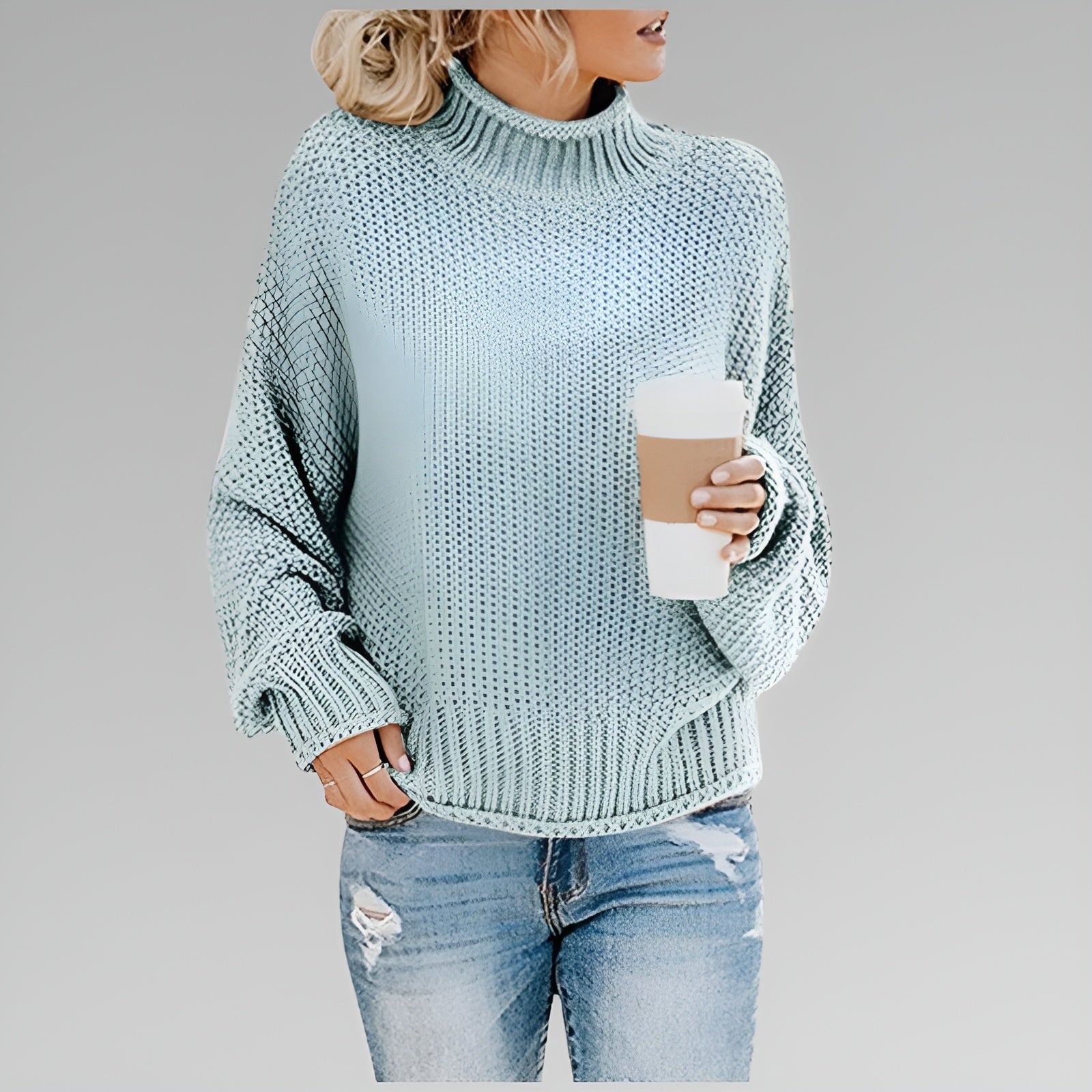 Amy - Pullover de Gola Alta Contemporâneo e Quente