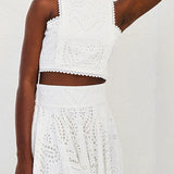 Conjunto Larissa™ de Top Bordado e Saia Maxi de Cintura Alta